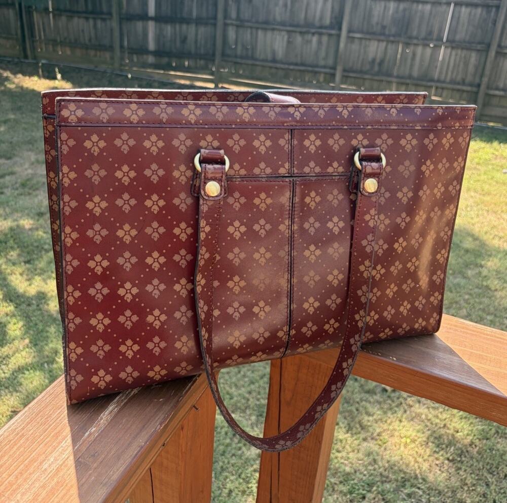 Patricia Nash Large Brown Leather Blanche Tote RARE
